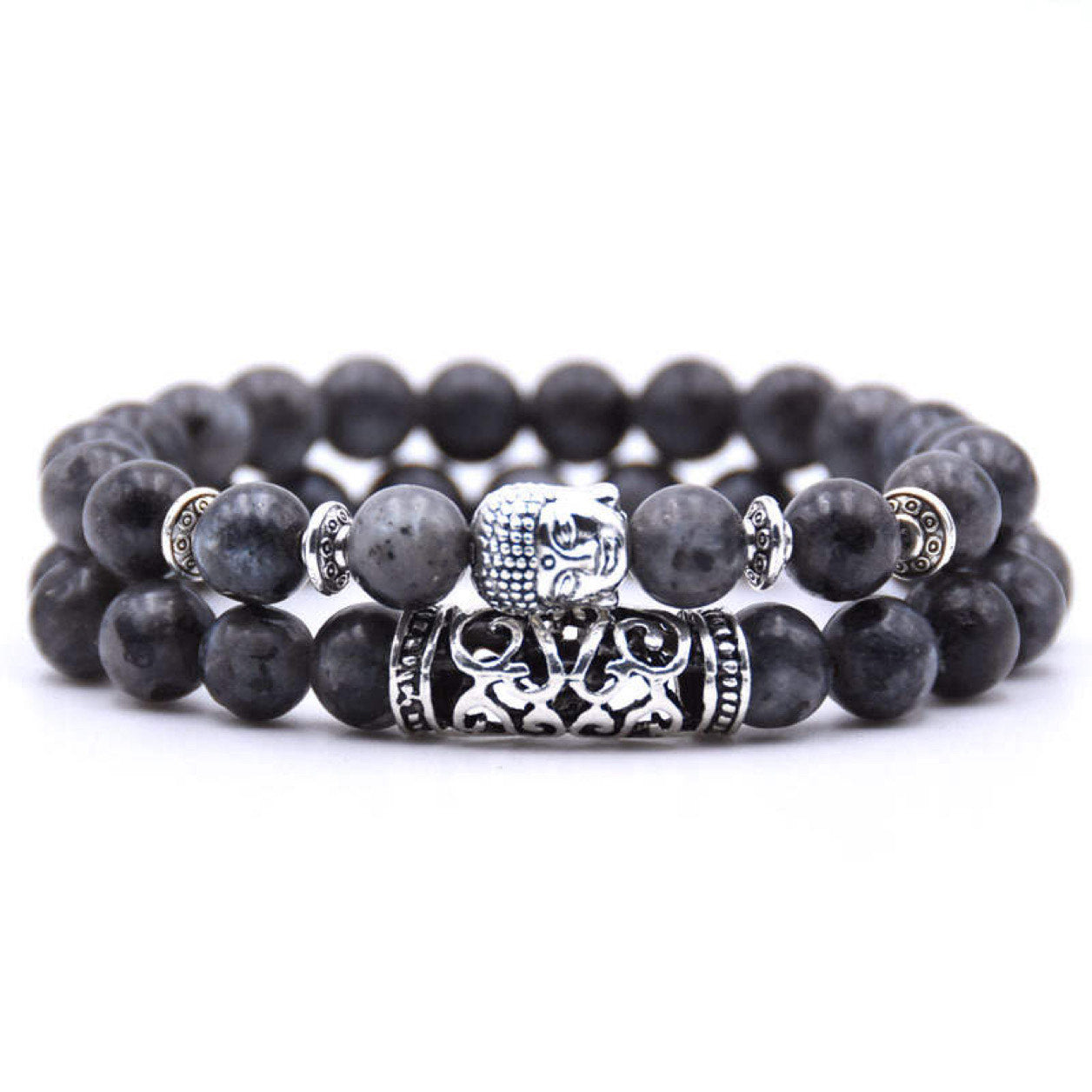 Gemstone buddha head beads bracelet(pair)